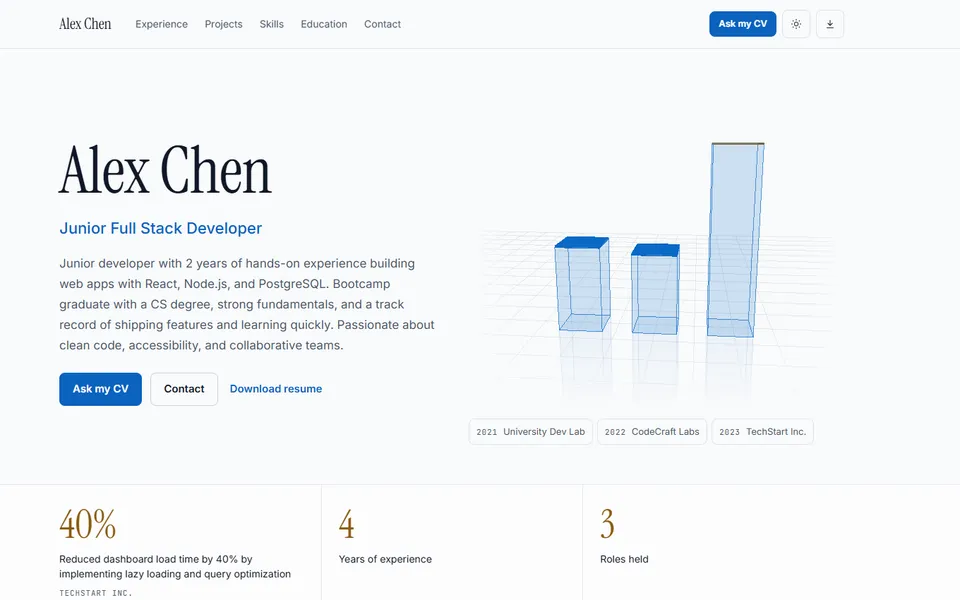 Business · 3D Interactive portfolio style preview